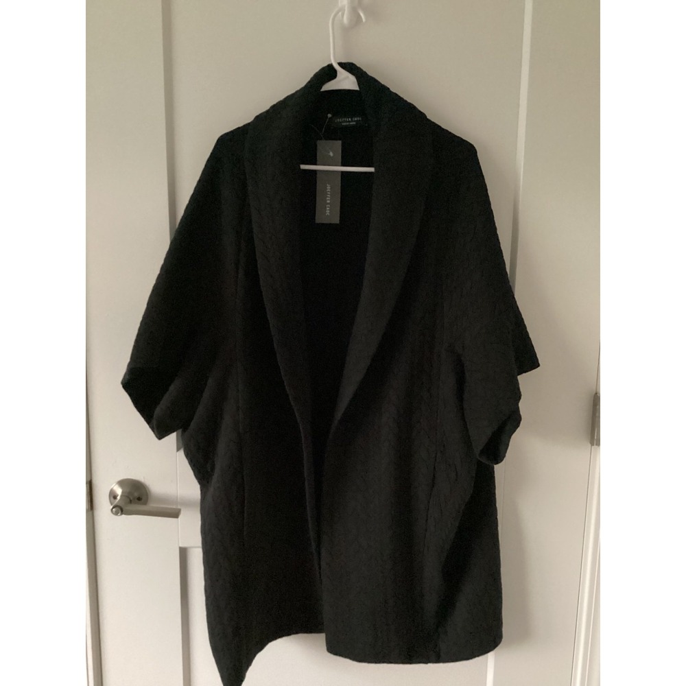 Joeffer Caoc Black‎ Quilted Open Front Cardigan Jacket One Size NWT Canada